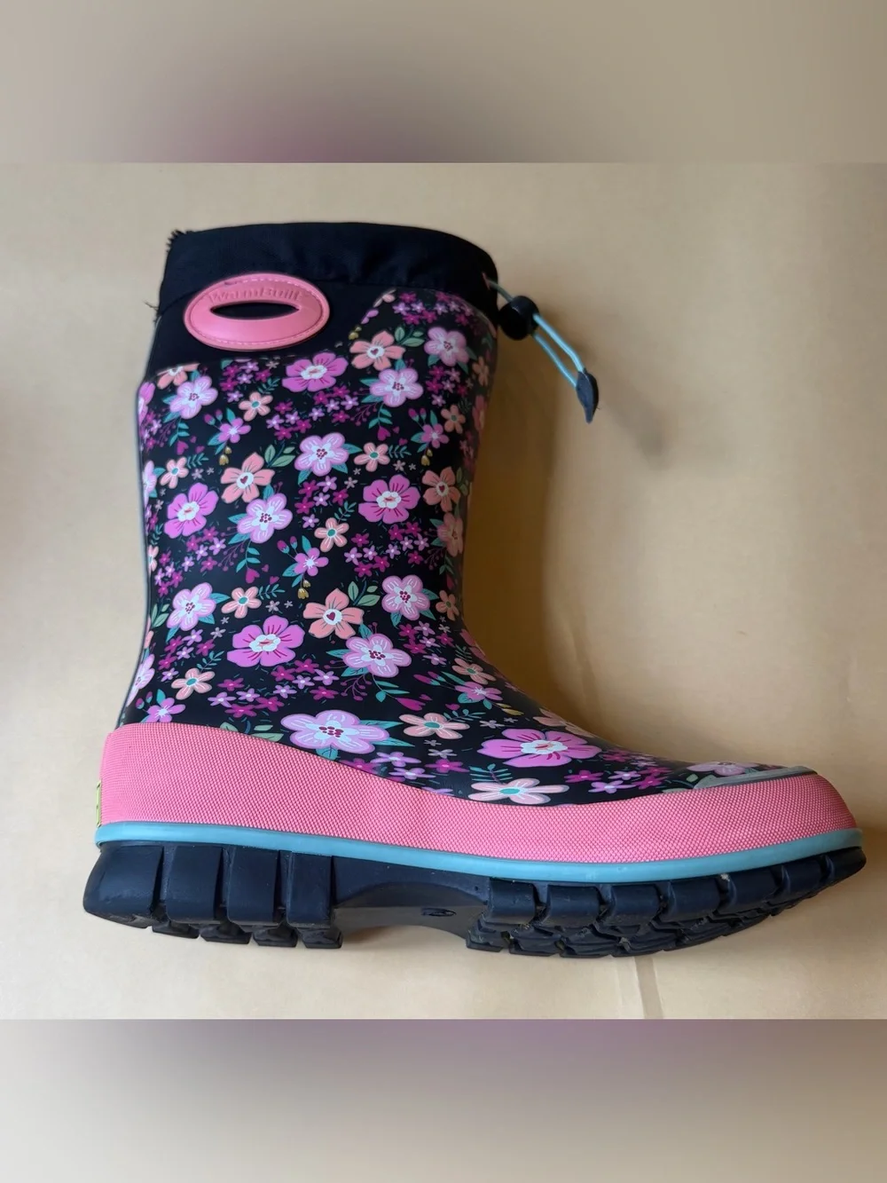 Western Chief Kids Winterprene Floral Black Boots Size 2/3 -30°F Girls Size 2/3